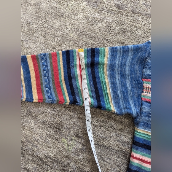 Chaps Sweater Classic Comfort Striped Women's Knit, V Neck 1/4 Lace, Multicolor - Picture 7 of 10